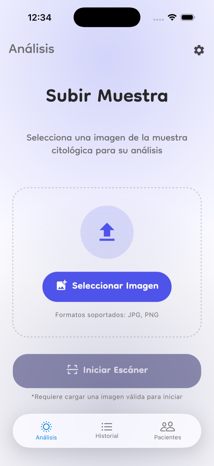 Pantalla de análisis con una muestra seleccionada y el botón Analizar
